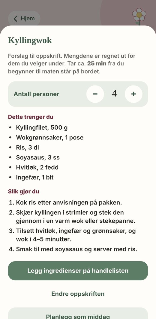 Oppskrift med mengder