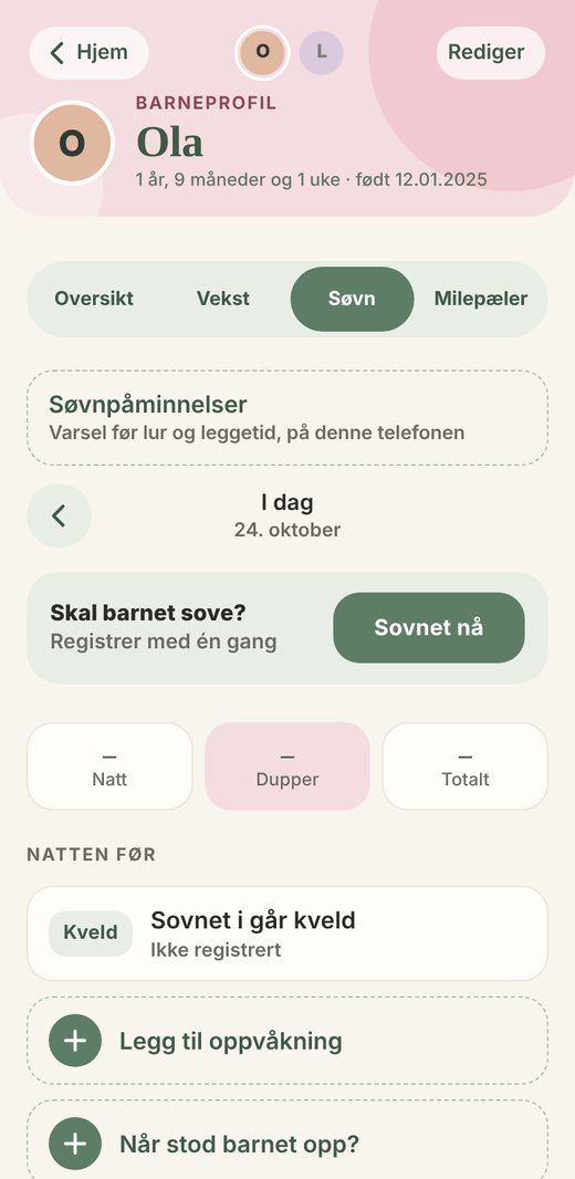 Søvnregistrering med dupper og natt